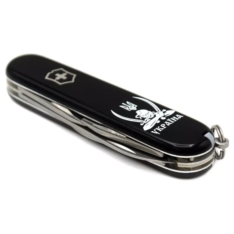 Складной нож Victorinox Spartan Ukraine 91 мм Козак с саблями Черный (1.3603.3_T1110u)