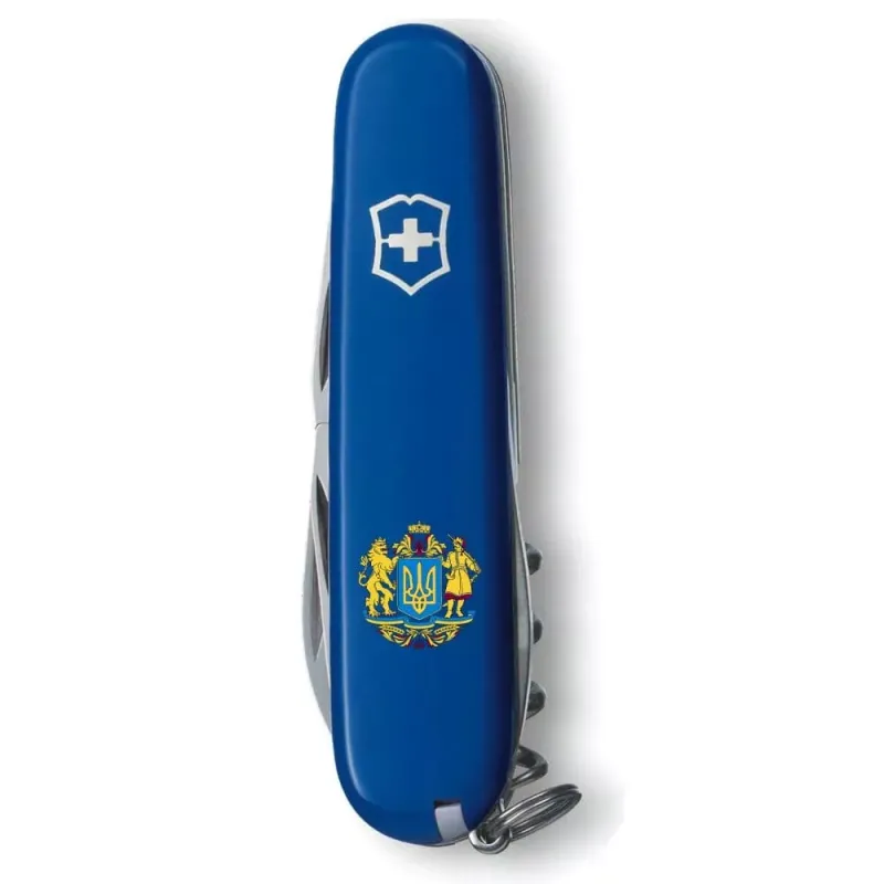 Складной нож Victorinox Spartan Ukraine 91мм 12функций Синий Большой Герб Украины (1.3603.2_T0400u)