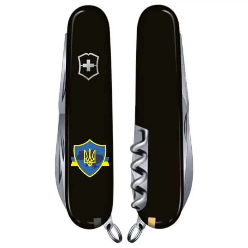 Складной нож Victorinox Huntsman Ukraine Трезубец на щите с лентой (1.3713.3_T1070u)