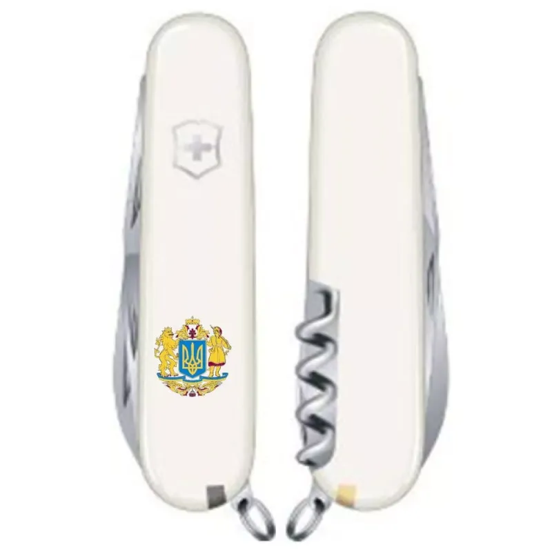 Складной нож Victorinox Spartan Ukraine 91мм 12функций Белый Большой Герб Украины (1.3603.7_T0400u)