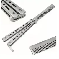 Ніж метелик 2 в 1 тренувальний/гребінець "Балісонг", не гострий, метал, хром (DN32882)