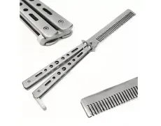 Ніж метелик 2 в 1 тренувальний/гребінець "Балісонг", не гострий, метал, хром (DN32882)