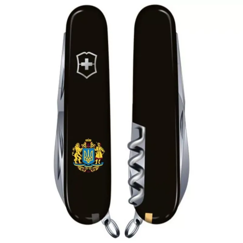 Складной нож Victorinox Huntsman Ukraine 91мм 15 функций Черный (1.3713.3_T0400u)