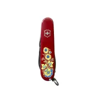 Складаний ніж 91 мм Victorinox Camper Ukraine 13функцій, 3 шари, червоний, Квіти (1.3613_T1050u)