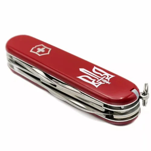 Ножі та мультитули Victorinox Складной нож Victorinox Climber Ukraine 91 мм 14 функций Трезубец ОУН (1.3703_T0300u)