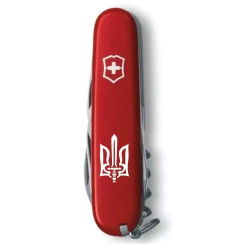 Ножі та мультитули Victorinox Складной нож Victorinox Climber Ukraine 91 мм 14 функций Трезубец ОУН (1.3703_T0300u)