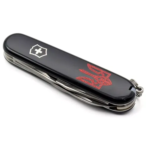 Ножі та мультитули Victorinox Складной нож Victorinox Spartan Ukraine 91 мм Трезубец плетённый красный (1.3603.3_T0691u)
