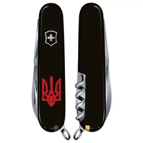 Ножі та мультитули Victorinox Складной нож Victorinox Spartan Ukraine 91 мм Трезубец плетённый красный (1.3603.3_T0691u)