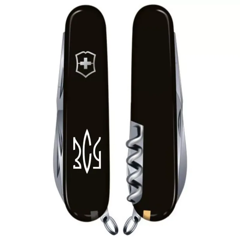 Складной нож Victorinox Spartan Ukraine 91 мм 12 функций Трезубец ЗСУ (1.3603.3_T0390u)