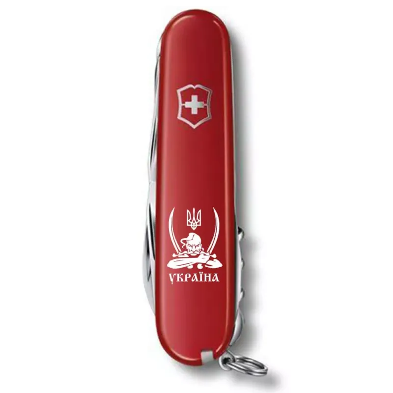 Складаний ніж Victorinox Climber Ukraine Козак із шаблями (1.3703_T1110u)