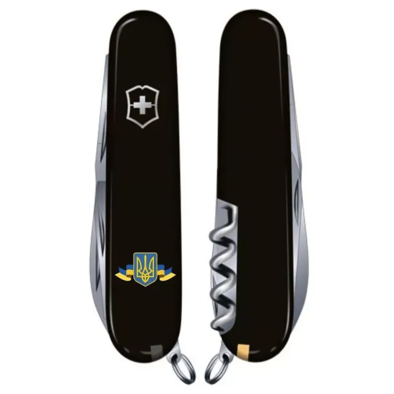 Складной нож Victorinox Huntsman Ukraine 91мм 15функций Черный (1.3713.3_T1010u)