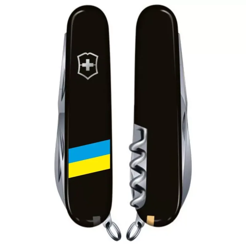 Складной нож Victorinox Spartan Ukraine 91 мм Флаг Украины Черный (1.3603.3_T1100u)