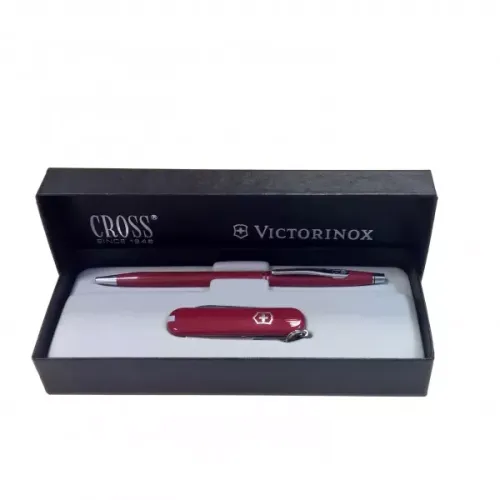 Ножі та мультитули Victorinox Подарунковий набір ніж Victorinox і ручка CROSS Червоний (4.4401)