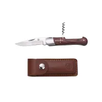 Складаний мисливський ніж 20 см зі штопором та шкіряним чехлом Laguiole, дерево пакка, Коричневий (40268499)