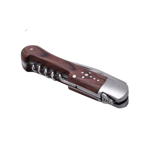 Другие ножи, комплекты и аксессуары Складаний мисливський ніж 20 см зі штопором та шкіряним чехлом Laguiole, дерево пакка, Коричневий (40268499)