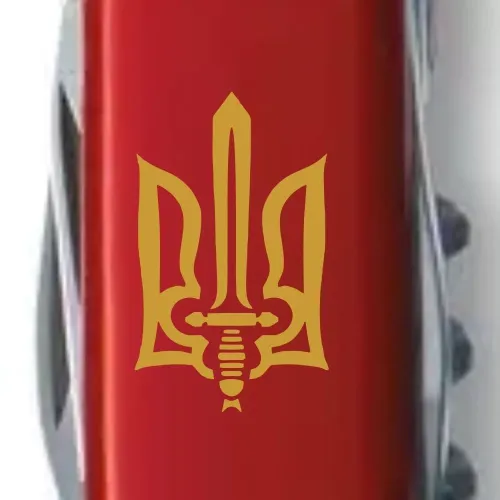 Ножі та мультитули Victorinox Складной нож Victorinox Spartan Ukraine 91 мм 12 функций Трезубец ОУН (1.3603_T0305u)