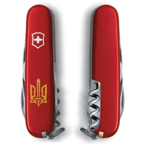 Ножі та мультитули Victorinox Складной нож Victorinox Spartan Ukraine 91 мм 12 функций Трезубец ОУН (1.3603_T0305u)