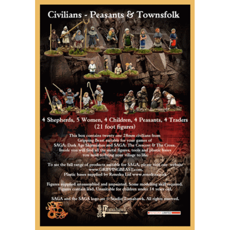 Набір мініатюр Gripping Beast (SAGA) SAGA Civilians (Peasants & Townsfolk)
