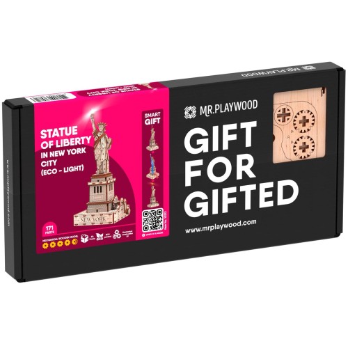 Mr.Playwood Статуя Свободи (Еко - лайт) конструктор механічний дерев'яний 3D 171 дет.
