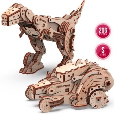 Трансформер Дінокар конструктор механічний дерев'яний 3D 206 дет.Лісовичок - скарбничка конструктор механічний дерев'яний 3D 63 дет.