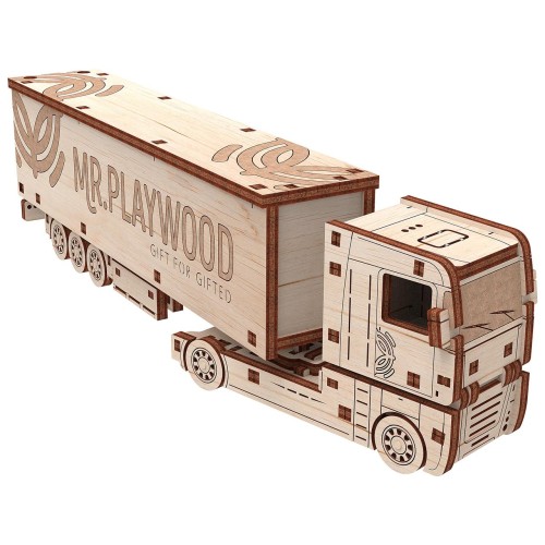 Mr.Playwood Тягач з причепом конструктор механічний дерев'яний 3D 88 дет.