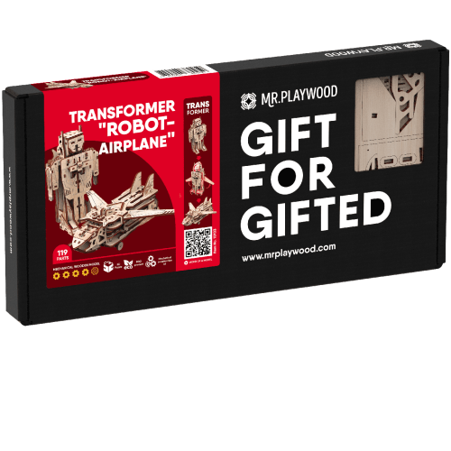 Mr.Playwood Трансформер Робот-літак конструктор механічний дерев'яний 3D 119 дет