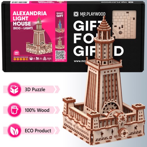 Mr.Playwood Александрійський Маяк (Еко - лайт) конструктор механічний дерев'яний 3D280 дет.