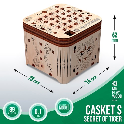 Mr.Playwood Шкатулка Таємниця Тигра конструктор механічний дерев'яний 3D 89 дет.