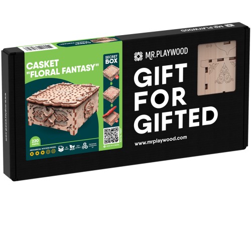 Mr.Playwood Шкатулка Квіткова Фантазія конструктор механічний дерев'яний 3D 220 дет.