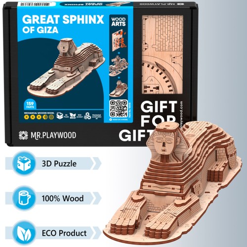 Mr.Playwood Великий Сфінкс конструктор механічний дерев'яний 3D 159 дет.