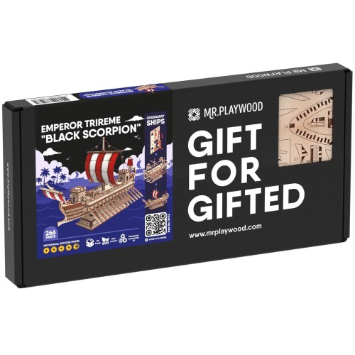 Mr.Playwood Корабель Імператорська Трірема "Чорний Скорпіон" конструктор механічний дерев'яний 3D 266 дет.