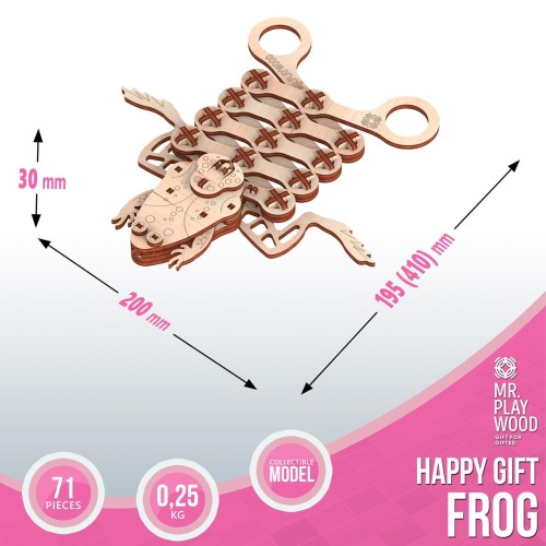 Mr.Playwood Жабеня конструктор механічний дерев'яний 3D 71 дет.