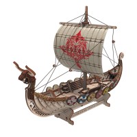 Корабель Драккар Вікінгів "Бойовий Дракон" конструктор механічний дерев'яний 3D 131 дет.