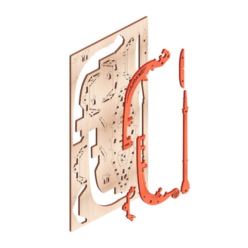 Mr.Playwood Корабель Драккар Вікінгів "Бойовий Дракон" конструктор механічний дерев'яний 3D 131 дет.