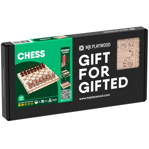 Mr.Playwood Шахи конструктор механічний дерев'яний 3D 129 дет.