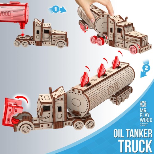 Mr.Playwood Бензовоз конструктор механічний дерев'яний 3D 106 дет.