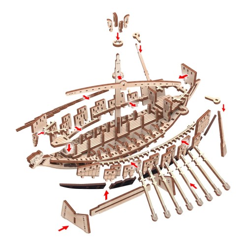 Mr.Playwood Корабель Морський Звір "Розмовляючий з вітром" конструктор механічний дерев'яний 3D 171 дет.