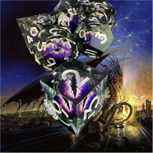 Кубики (дайси) Набір кубиків зі смоли Драконяче Око RPG 7 шт