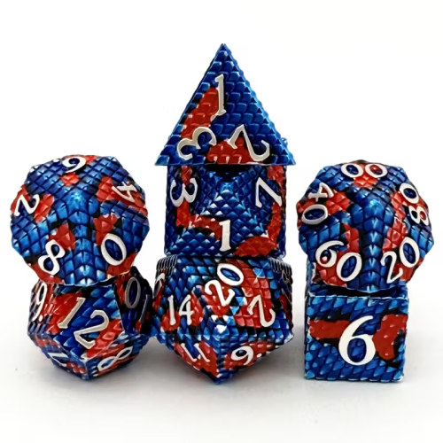 Кубики (дайси) Набір металевих кубиків Драконова луска RPG 7 шт