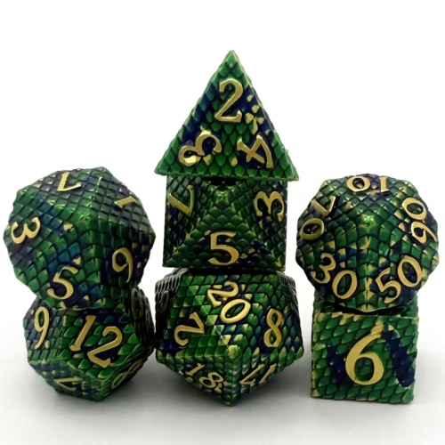 Кубики (дайси) Набір металевих кубиків Драконова луска RPG 7 шт