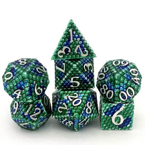 Кубики (дайси) Набір металевих кубиків Драконова луска RPG 7 шт