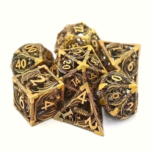 Кубики (дайси) Набір металевих кубиків RPG 7 шт Dragon style