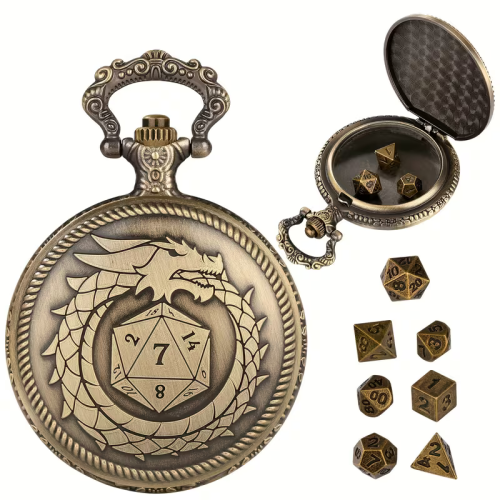 Кубики (дайсы) Металлический кейс-карманные часы с набором металлических RPG микро дайсов