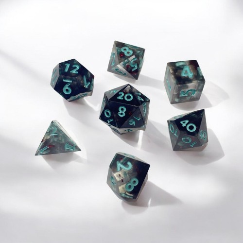 Кубики ручной работы для DnD прозрачные с черным задымлением (DS3)