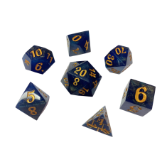 Кубики ручної роботи для DnD сині із золотим (DS9)