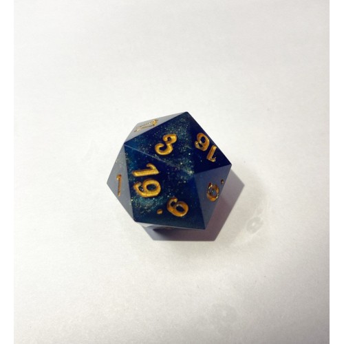Кубики ручной работы для DnD синие с золотым (DS9)