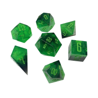 Кубики ручной работы для DnD зелено-черные с блестками (DS10)
