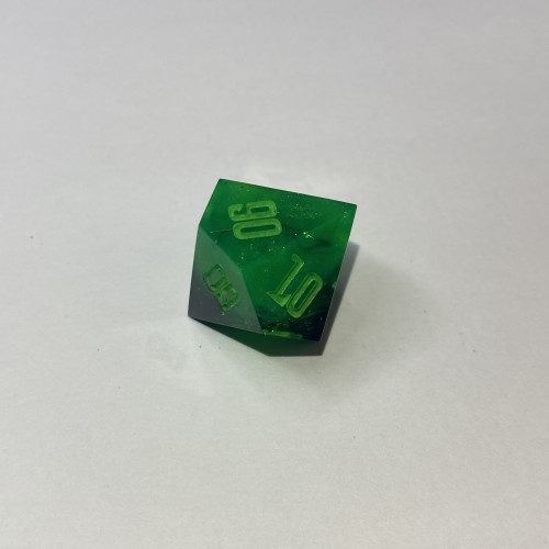 Кубики ручної роботи для DnD зелено-чорні з блискітками (DS10)