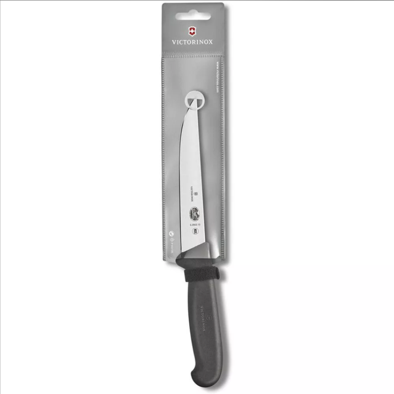 Ніж кухонний обробний 15 см Victorinox Fibrox Carving з прямим лезом і гладкою кромкою Чорний (5.2803.15)