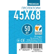 Протектори для карт Games7Days (45 х 68 мм, Mini Euro, 50 шт.) (PREMIUM)